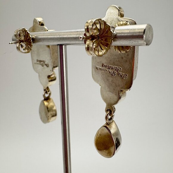 VTG Sterling Silver 925 Lizardite Bezel Set Stud Earrings Size 46mm Length - Picture 4 of 12